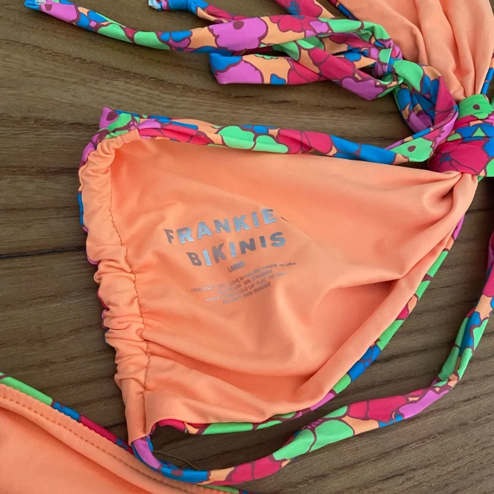 Frankie's Bikinis Neon Floral High-Waist Bikini Set - Pink, Blue, Green, Orange